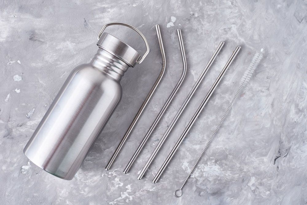 8 Pack Reusable Stainless Steel Drinking Straws - alt image 0