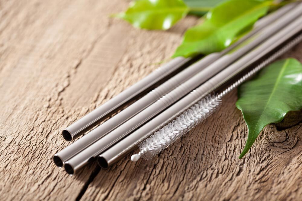 4 Pack Reusable Stainless Steel Drinking Straws - alt image 0