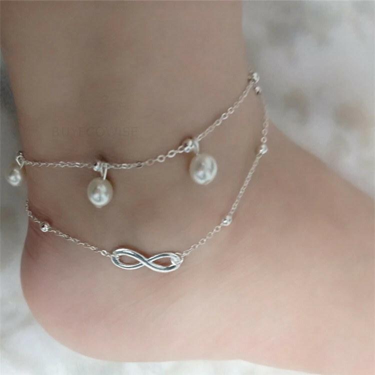 Fashion Pearl Silver Plated Anklet - alt image 0