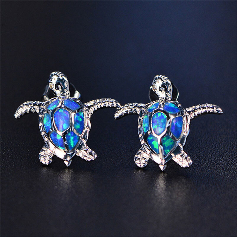 Silver Turtle Pendant Chain Earrings - alt image 9