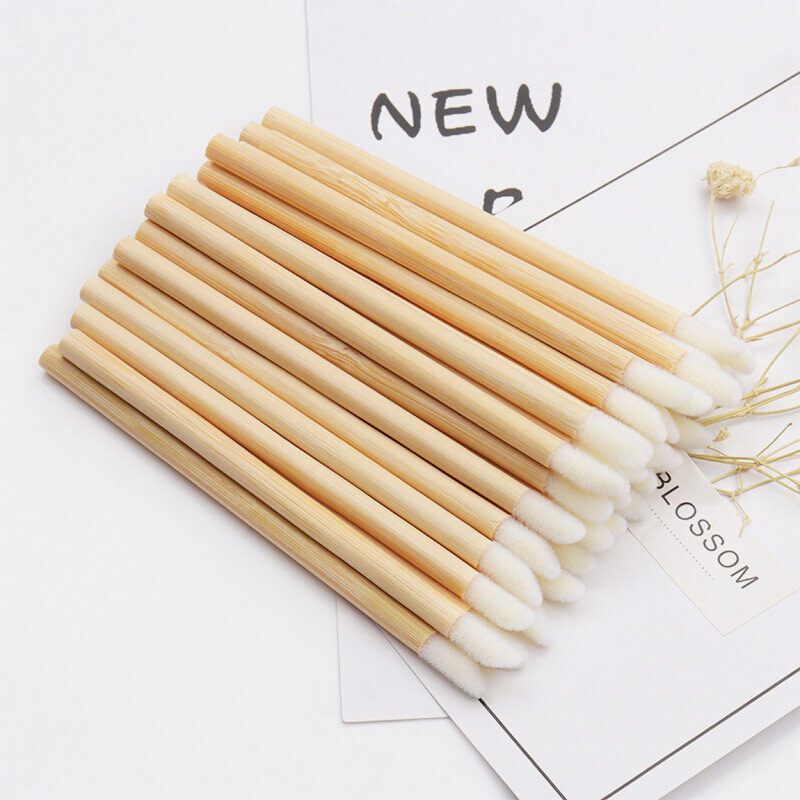 Bamboo Flocked Lip Applicator 50 pieces in Kraft Box - alt image 1