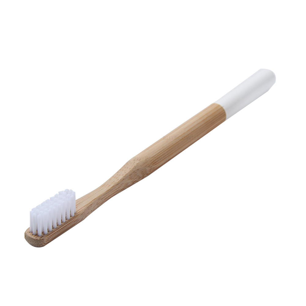 Blue Flat Bristle Round Bamboo Toothbrush - alt image 1