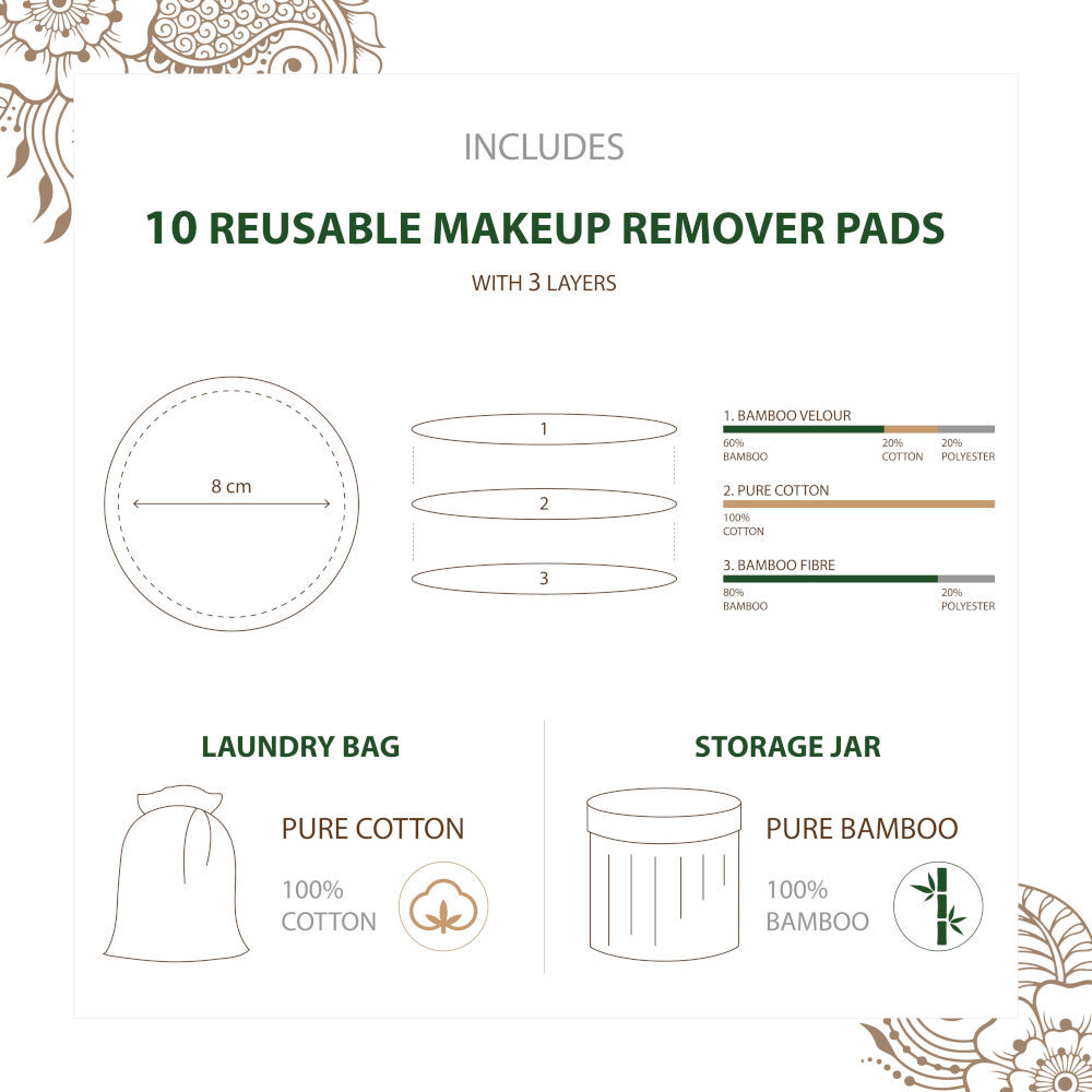 Bamboo Cotton Reusable Makeup Remover Pads Washable - alt image 2