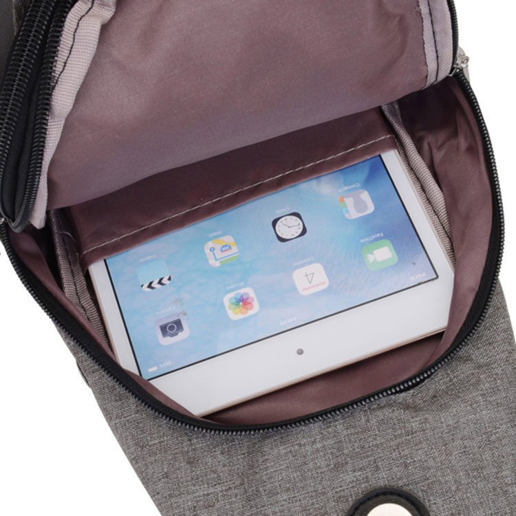 Grey Cross Body Chest Bag with USB Charge - alt image 2