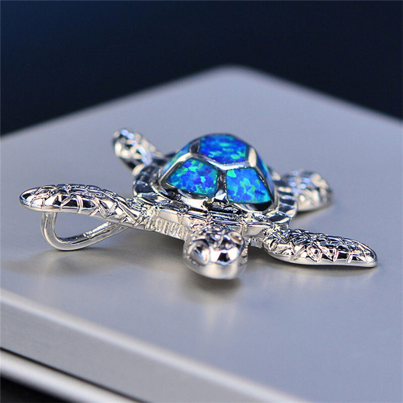Silver Turtle Pendant Chain Earrings - alt image 3