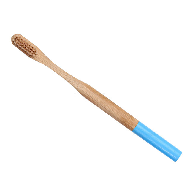 Blue Flat Bristle Round Bamboo Toothbrush - alt image 3