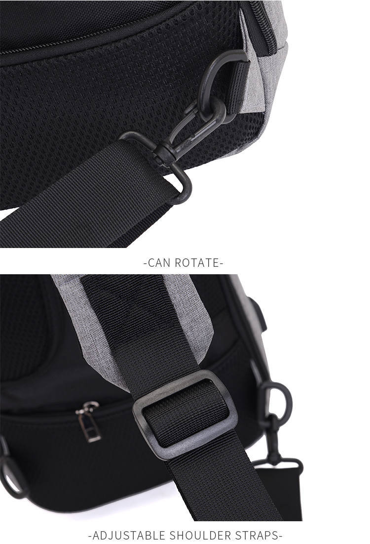 Grey Cross Body Messenger Bag with USB Charge - alt image 4