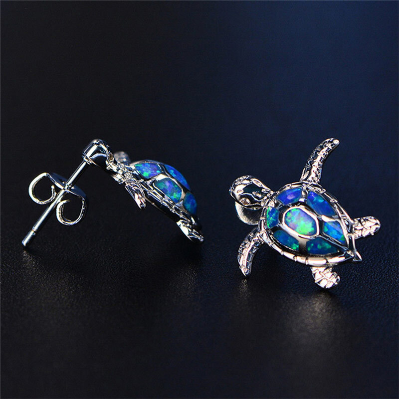 Silver Turtle Pendant Chain Earrings - alt image 5