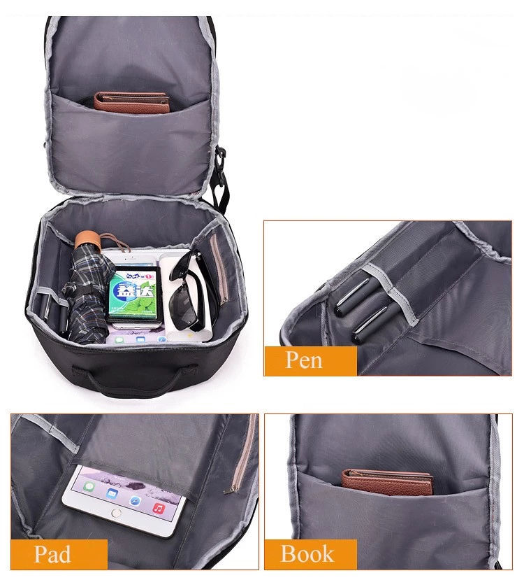 Grey Anti Theft Chest Bag with USB Charge - alt image 6