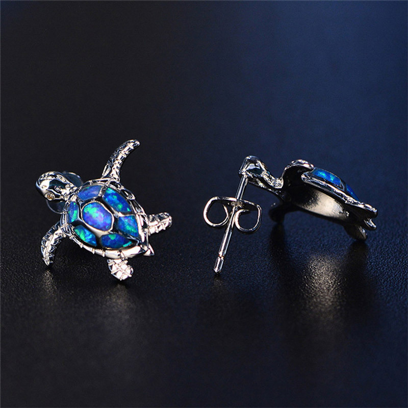 Silver Turtle Pendant Chain Earrings - alt image 6