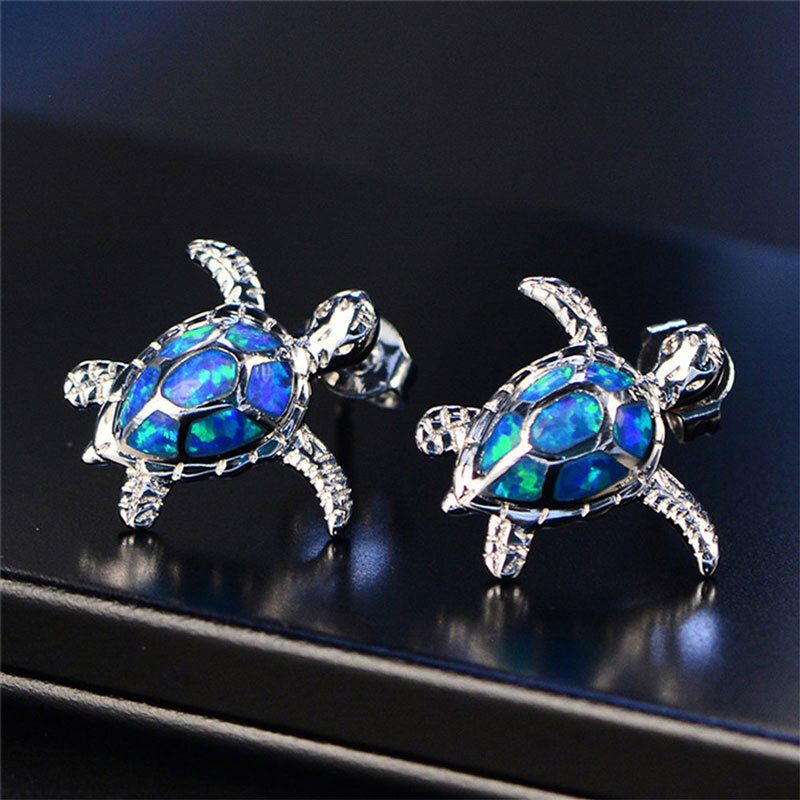 Silver Turtle Pendant Chain Earrings - alt image 7