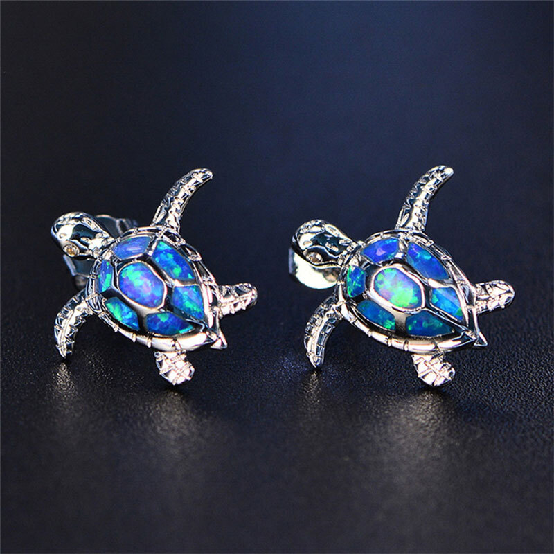 Silver Turtle Pendant Chain Earrings - alt image 8