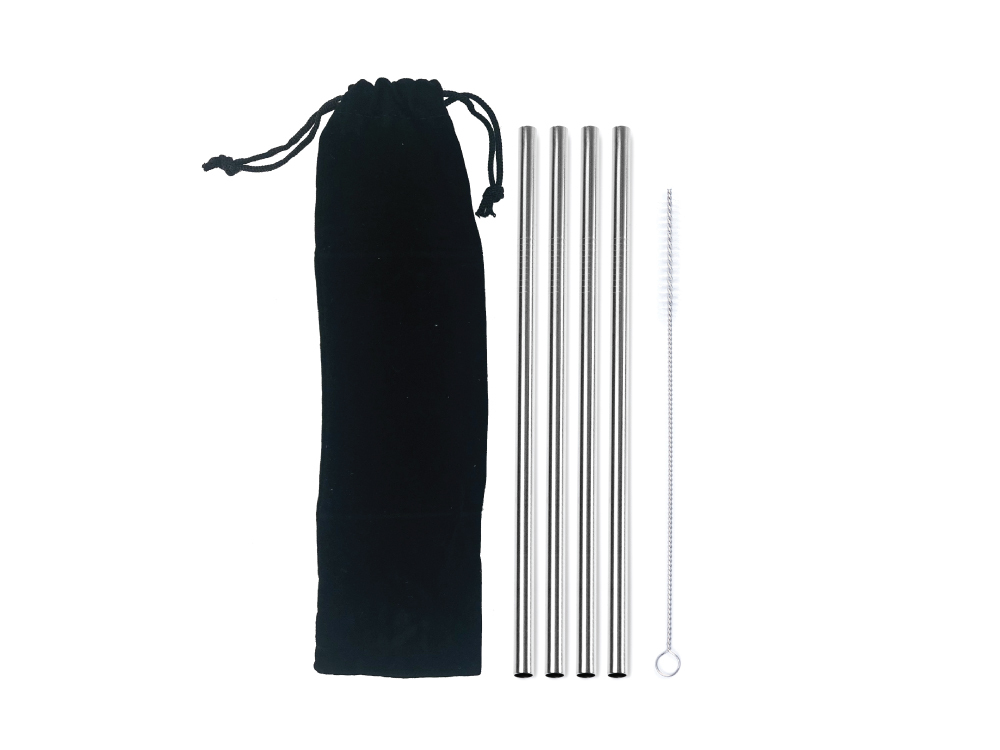 4 Pack Reusable Stainless Steel Drinking Straws - main image
