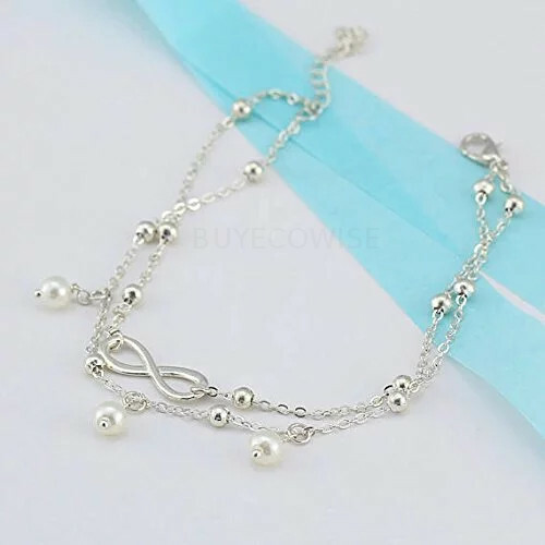 Sterling Silver Infinity Love Beach Anklet - main image