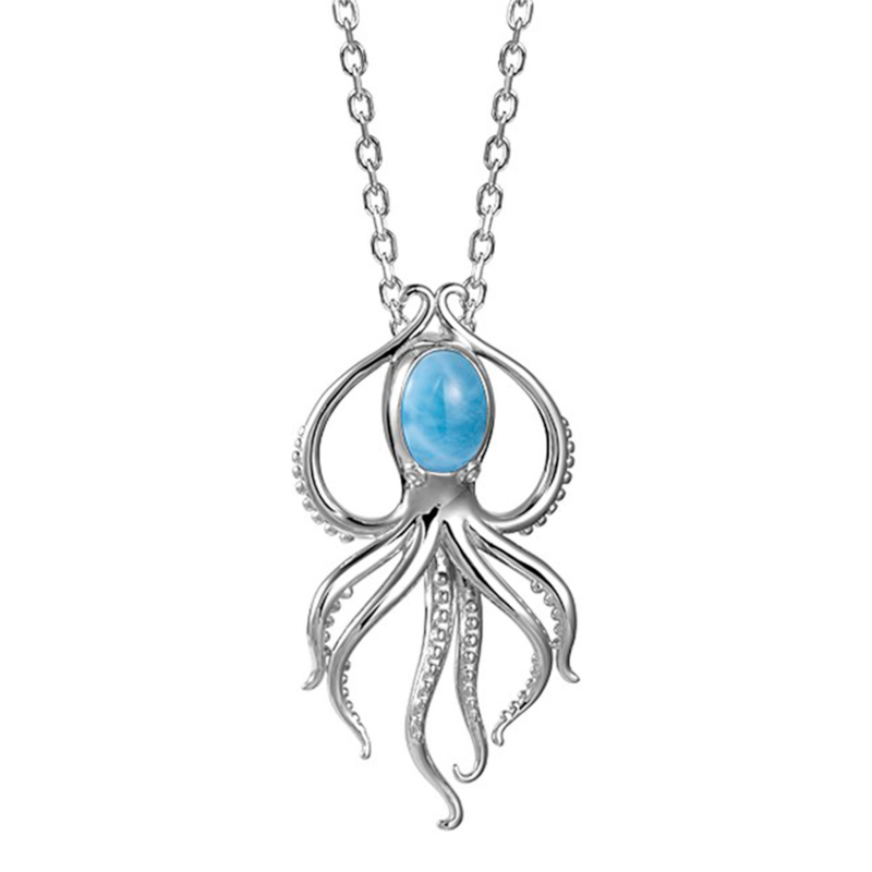 Silver and Stone Octopus Pendant - main image