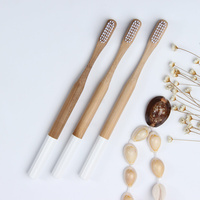 Soft Flat Bristle Head Round Bamboo Toothbrush