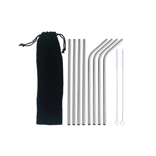 8 Pack Reusable Stainless Steel Drinking Straws