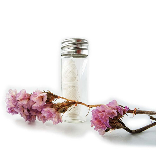 Natural Mulberry Silk Dental Floss in Glass Bottle